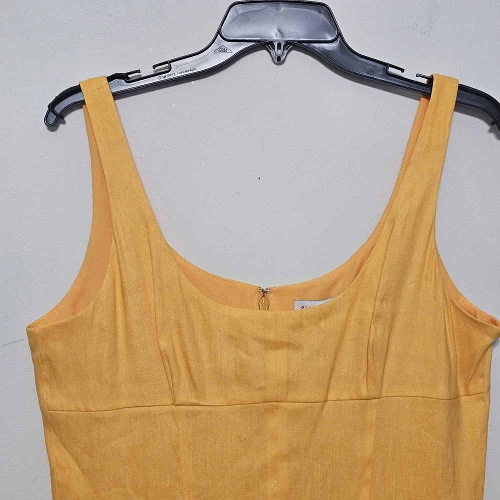 Gianni Bini Dress‎ Size 4 Yellow Linen Blend Mini Shift Sleeveless Lined 226-422